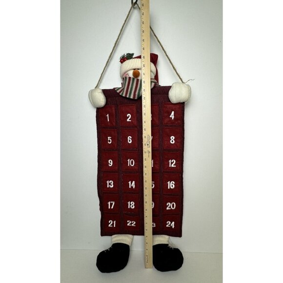Snowman Hanging Fabric Advent Calendar 24 Numbered Pockets Christmas 38" Long - Picture 6 of 8